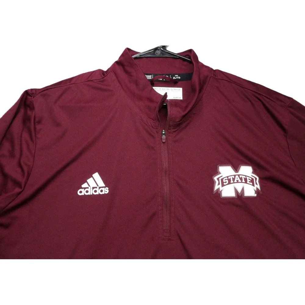 Adidas Mississippi State Bulldogs Zip Player Pullover XL Maroon AEROREADY Men LS